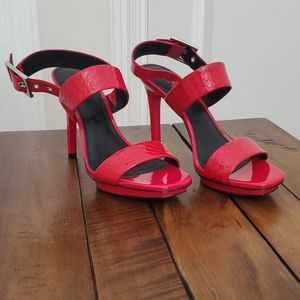 Calvin Klein Patent Red Square Toe Pumps 6.5